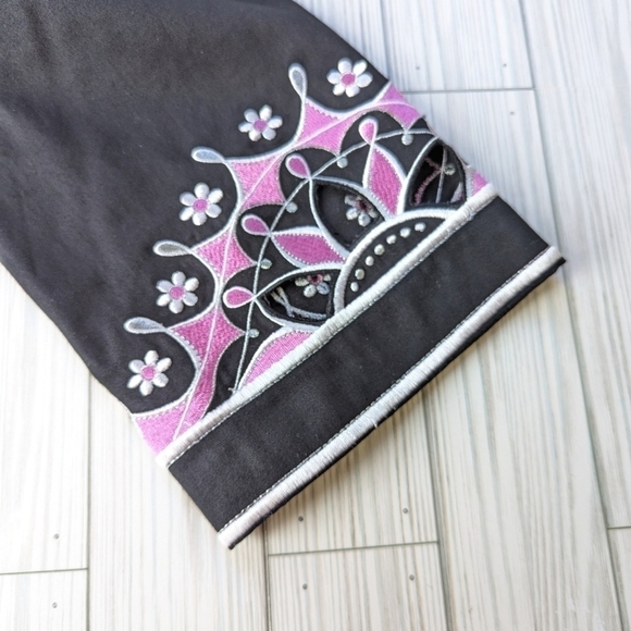 Bob Mackie Vintage Embroidered Cut Out Jacket in Black Pink and White Size Small - Picture 10 of 13